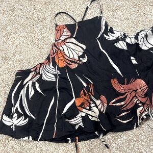 Free People Black and Orange Floral Crop Top